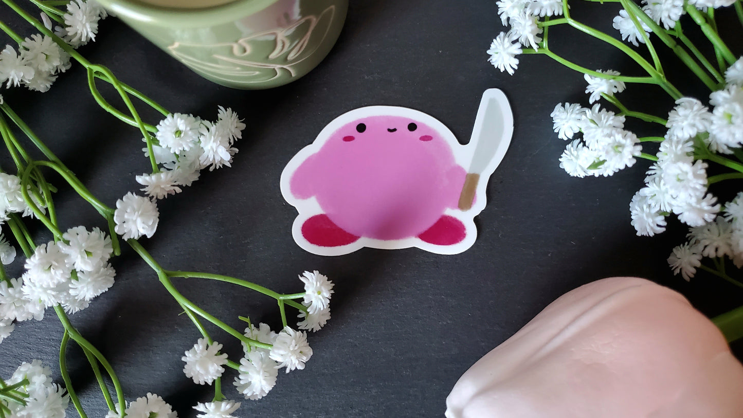 Small Kirby with Knife Sticker
