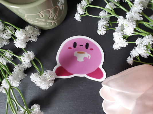 Kirby Drinking Tea Sticker