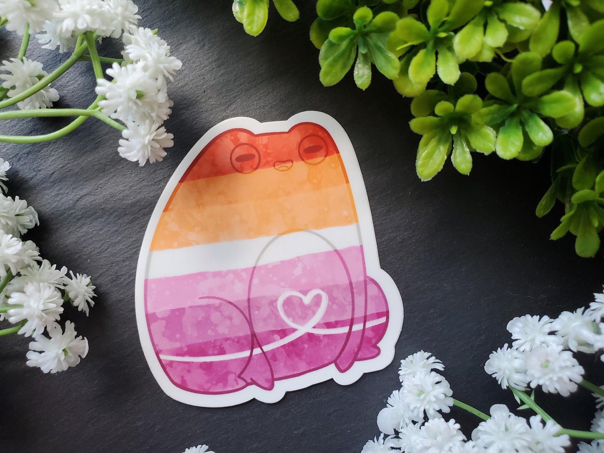 Watercolor Frog Lesbian Pride Sticker